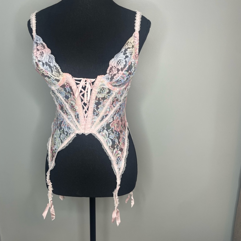 Jezebel Pink and Cream Lace Detail